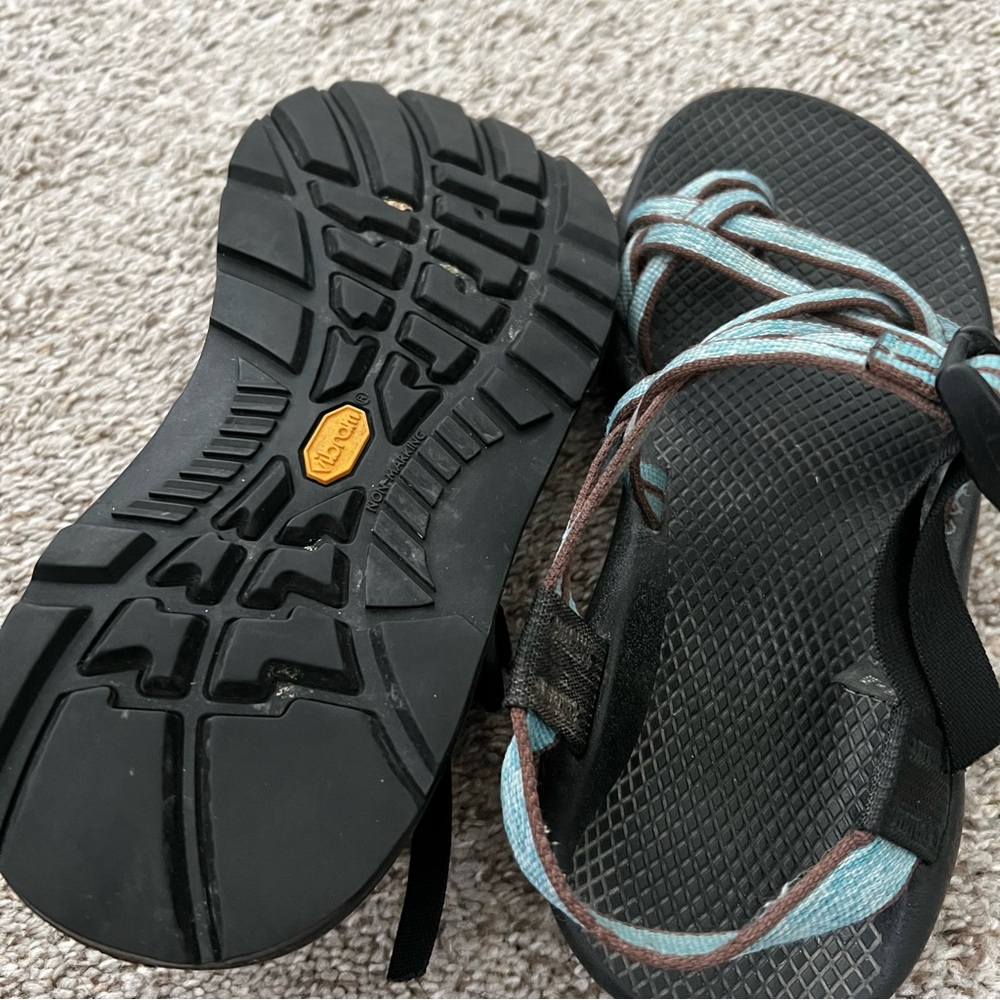 Chaco Women’s Black Vibram Sandals w Teal Accent - Secure Adjustable Fit Size 7 - Picture 6 of 11